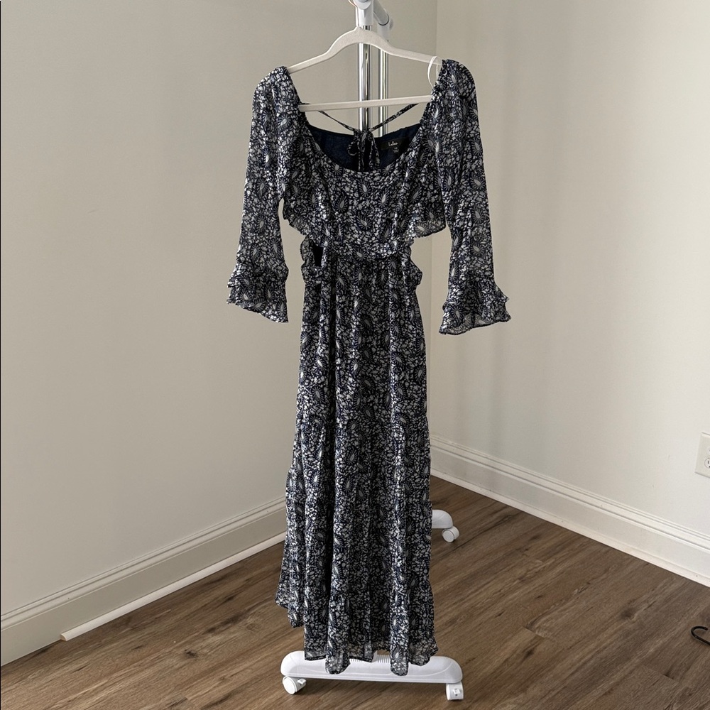Lulu's Navy Floral Dress